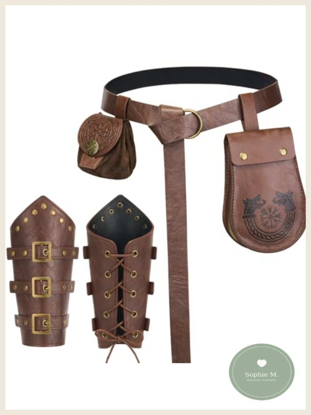 Renaissance Faire Leather Belt Pouch Arm Guards LARP Cosplay Set